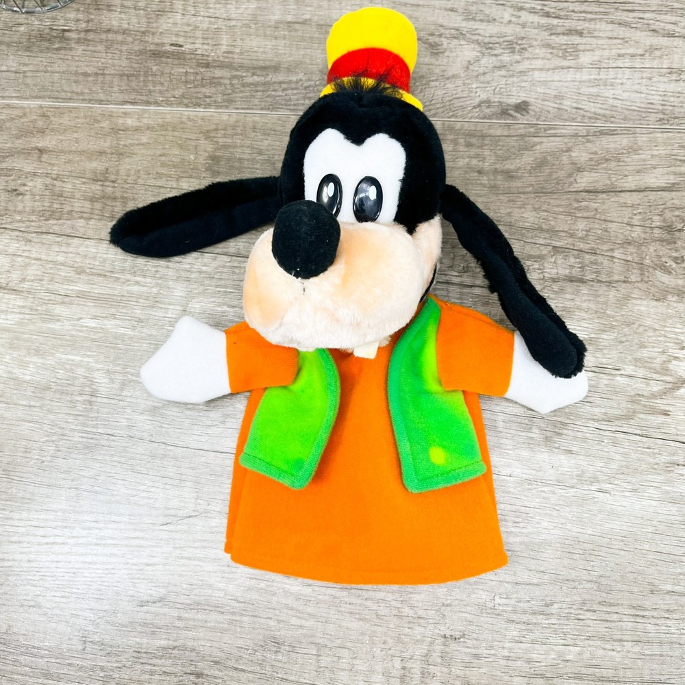 Disney Parks Goofy Plush Hand Puppet Disneyland Walt Disney World Orange Green - Picture 1 of 8